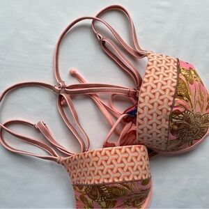 Maaji Swim Women’s Push Up Elephant Print Bikini Strappy Top Size Large Pink